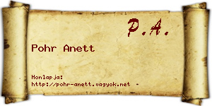 Pohr Anett névjegykártya